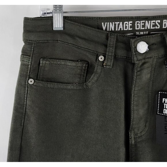 Vintage Genes Black Jeans Mens 30x32 Green Slim Fit Denim NWT - Picture 3 of 12